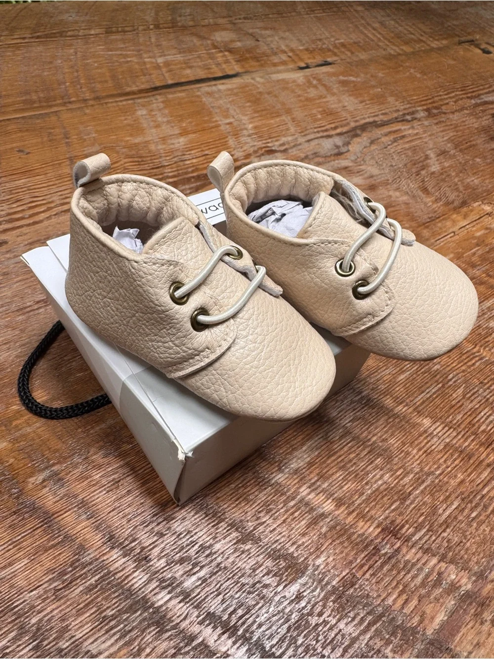 Sweet N Swag Cream Baby Moccasins - Soft Leather Walker Shoes